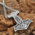Odin's Ravens Thor's Hammer Viking Necklace