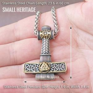 Viking Thor Hammer Necklace with Valknut Pendant