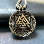 Viking Rune Stainless Steel Necklace with Vegvísir Amulet