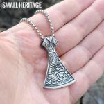 Viking Axe Necklace with Odin Hammer Pendant