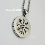 Viking Rune Stainless Steel Necklace with Vegvísir Amulet