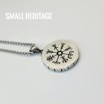 Viking Rune Stainless Steel Necklace with Vegvísir Amulet