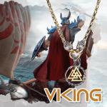 Viking Wolf Head Necklace with Valknut Pendant