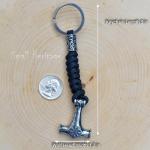 Mjolnir Keychain with Helm of Awe Pendant