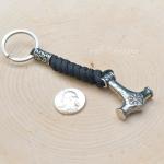 Mjolnir Keychain with Helm of Awe Pendant