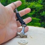 Mjolnir Keychain with Helm of Awe Pendant