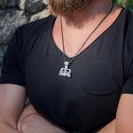 Large Thor's Hammer Mjolnir Necklace in Silver