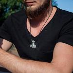 Large Thor's Hammer Mjolnir Necklace in Silver