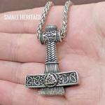 Thor's Mjolnir Necklace with Valknut Pendant