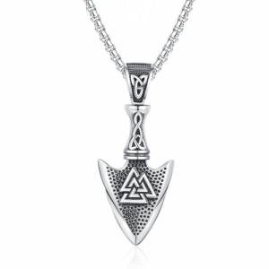 Valknut Arrowhead Viking Necklace - Stainless Steel