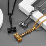 Thor's Hammer Pendant Necklace with Valknut Amulet