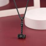 Thor's Hammer Pendant Necklace with Valknut Amulet