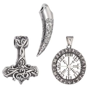 Tibetan Canine Tooth and Thor's Hammer Pendants