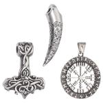 Tibetan Canine Tooth and Thor's Hammer Pendants