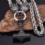 Men's Viking Thor's Hammer Mjolnir Pendant with Chain