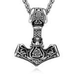 Men’s Viking Necklace with Valknut and Thor Hammer