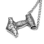 Valknut Thor Hammer Stainless Steel Necklace