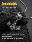 Men’s Viking Necklace with Valknut and Thor Hammer