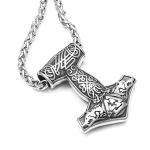 Valknut Thor Hammer Stainless Steel Necklace