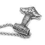Valknut Thor Hammer Stainless Steel Necklace