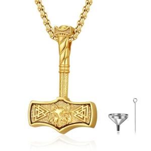 Viking Mjolnir Urn Necklace for Ashes