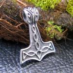 Solid 925 Sterling Silver Celtic Knot Norse Mjolnir THOR'S HAMMER Slide Pendant