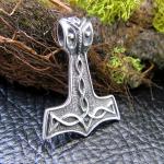 Solid 925 Sterling Silver Celtic Knot Norse Mjolnir THOR'S HAMMER Slide Pendant