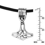 AeraVida Celtic Swirl Thor’s Hammer .925 Sterling Silver Pendant Necklace | Norse Mythology Symbol Jewelry | Handmade Oxidized Silver Hammer Pendant on Black Rubber Cord | Nordic Protection Gift for Men and Women