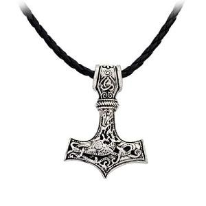 Men's Stainless Steel Chain Viking Norse Thor's Hammer Necklace Mjolnir Pendant Necklace Jewelry - Silver