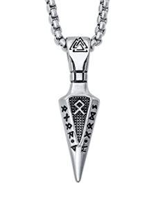 HAQUIL Viking Arrowhead Necklace, Stainless Steel Rune Gungnir Spear Arrowhead Pendant, Box Chain, Jewelry for Men and Women