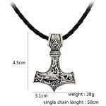 Men's Stainless Steel Chain Viking Norse Thor's Hammer Necklace Mjolnir Pendant Necklace Jewelry - Silver