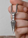 HAQUIL Viking Arrowhead Necklace, Stainless Steel Rune Gungnir Spear Arrowhead Pendant, Box Chain, Jewelry for Men and Women