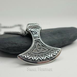 Viking Axe Necklace with Odin's Hammer Pendant