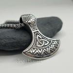 Viking Axe Necklace with Odin's Hammer Pendant