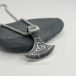 Viking Axe Necklace with Odin's Hammer Pendant