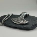 Viking Axe Necklace with Odin's Hammer Pendant