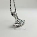 Viking Axe Necklace with Odin's Hammer Pendant
