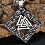 Viking Runes Valknut Pendant Necklace for Men