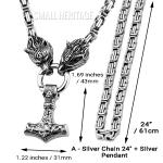 Men's Viking Wolf Thor Hammer Pendant Necklace