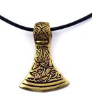 Bronze Viking Axe and Thor’s Hammer Pendant Necklace