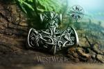 Viking Mjolnir Hammer Pendant with Odin's Wolves