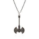 925 Sterling Silver Viking Axe and Thor Hammer Necklace