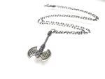 925 Sterling Silver Viking Axe and Thor Hammer Necklace