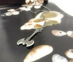 925 Sterling Silver Viking Axe and Thor Hammer Necklace