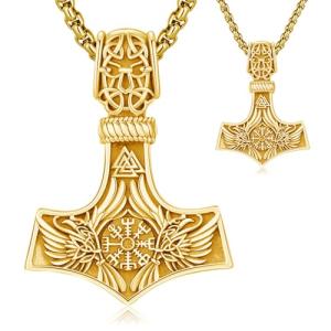18K Gold Plated Viking Thor's Hammer Necklace