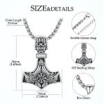 Viking Thor's Hammer Necklace in Sterling Silver