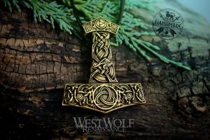 Viking Thor Hammer Pendant with Dragon and Triquetra