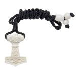 Hand Carved Bone Mjolnir Thor Hammer Necklace