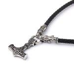Thor Hammer Pendant Necklace with Leather Chain