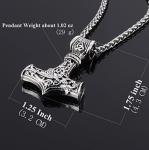 Men's Stainless Steel Viking Thor's Hammer Necklace